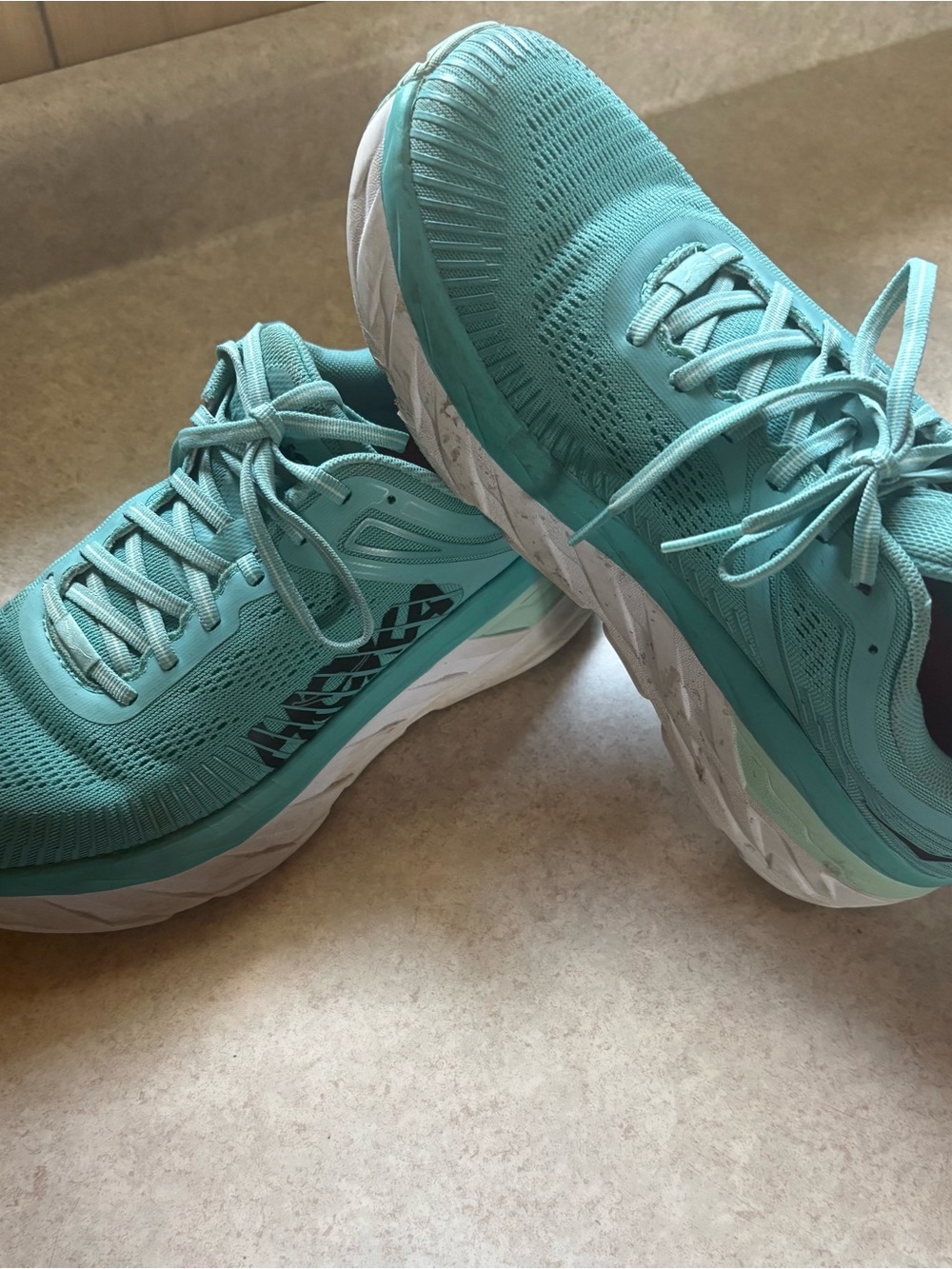 Hoka One One Women's Teal Lace-Up Running Shoes Size 10.5